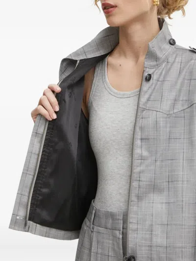 Bruuns Bazaar Checked High-neck Jacket In Gray