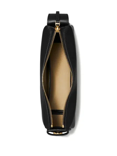 Tory Burch Romy Black Shoulder Bag With Adjustable Shoulder Strap In Grained Leather Woman