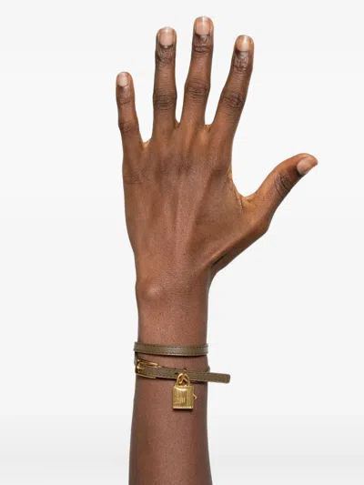 Tom Ford Padlock Leather Bracelet Accessories In Black