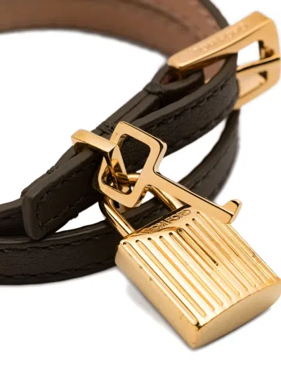 Tom Ford Padlock Leather Bracelet Accessories In Black