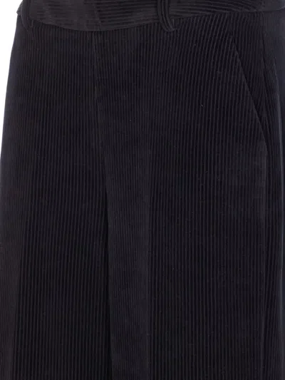 Circolo 1901 Flared Fit Trousers With Pinstripes And Pockets In Black