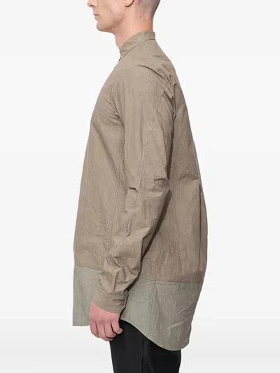 Devoa Mandarin-collar Panelled Shirt In Neutral