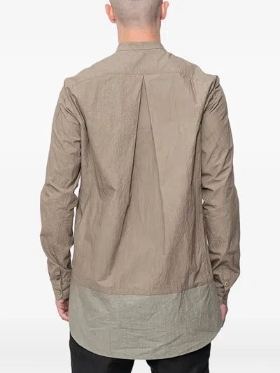 Devoa Mandarin-collar Panelled Shirt In Neutral
