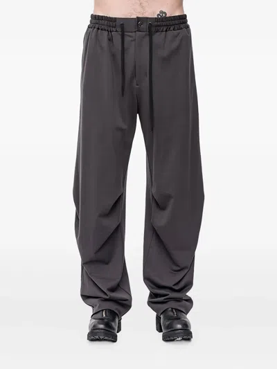 Devoa Drawstring Wide-leg Trousers In Gray