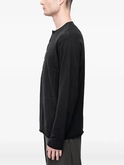 Devoa Henley-neck Long-sleeve Sweater In Black