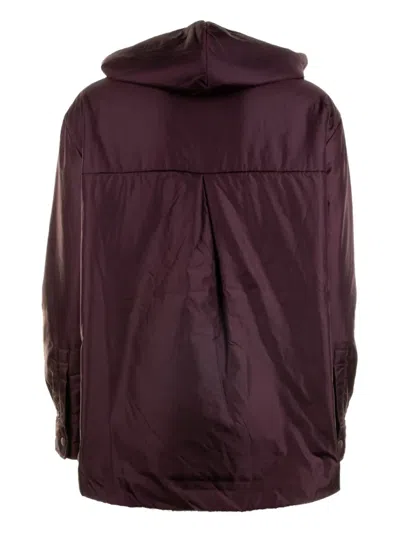 Aspesi Long-sleeved Button-up Hooded Jacket In Purple
