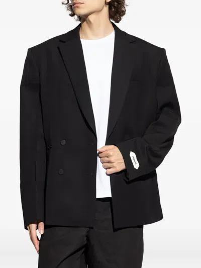Jacquemus Fernando Double-breasted Padded-shoulder Blazer In Black