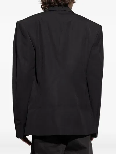 Jacquemus Fernando Double-breasted Padded-shoulder Blazer In Black