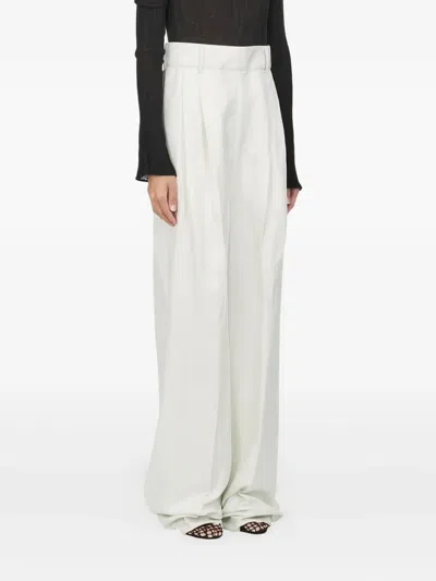 Ferragamo Pleated High-waisted Trousers In White