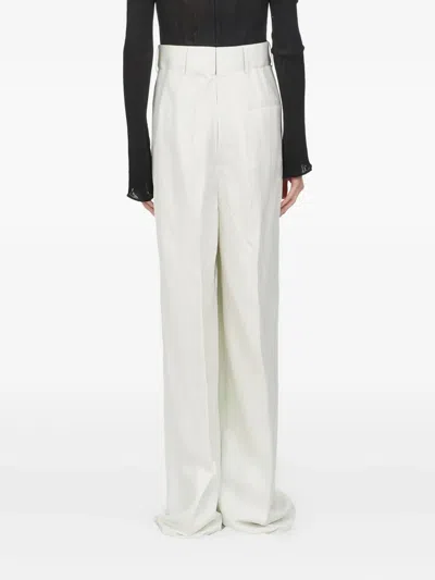 Ferragamo Pleated High-waisted Trousers In White