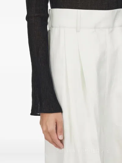 Ferragamo Pleated High-waisted Trousers In White