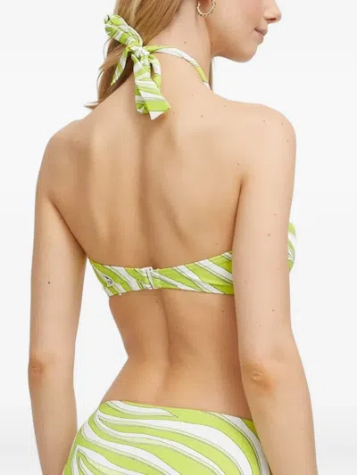 Michael Michael Kors Ring-detail Stripe-pattern Bikini In Green