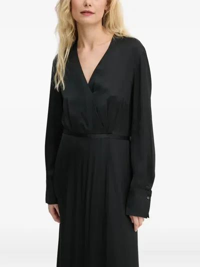 Marc O'polo Wrap-front Side-split Midi Dress In Black
