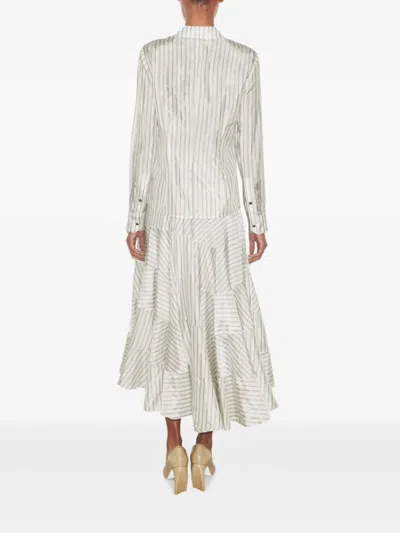 Tory Burch Striped-pattern Asymmetric Skirt In White