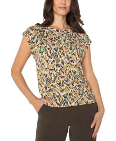 Liverpool Los Angeles Cap Sleeve Boatneck Top In Multi