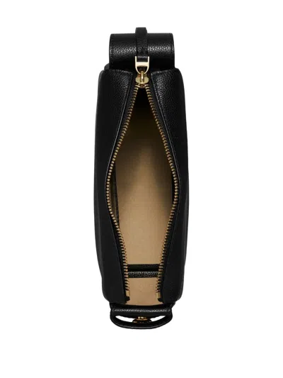 Tory Burch Romy Black Shoulder Bag With Adjustable Shoulder Strap In Grained Leather Woman