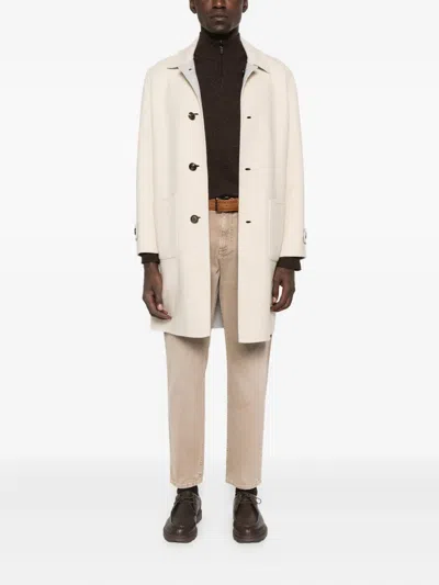 Eleventy Patch-pocket Single-breasted Coat In Neutral