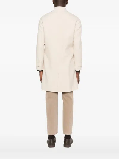 Eleventy Patch-pocket Single-breasted Coat In Neutral