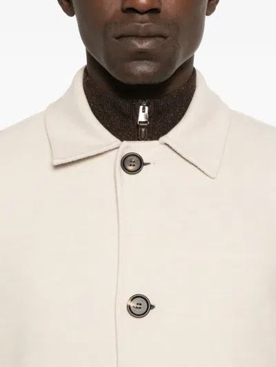 Eleventy Patch-pocket Single-breasted Coat In Neutral