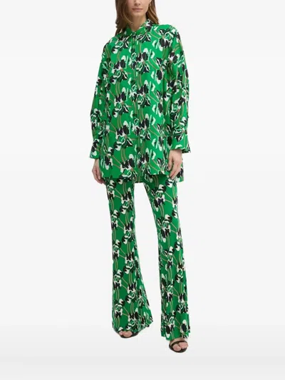 Diane Von Furstenberg Caleb Blouse In Improv Iris Green