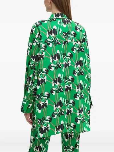 Diane Von Furstenberg Caleb Blouse In Improv Iris Green