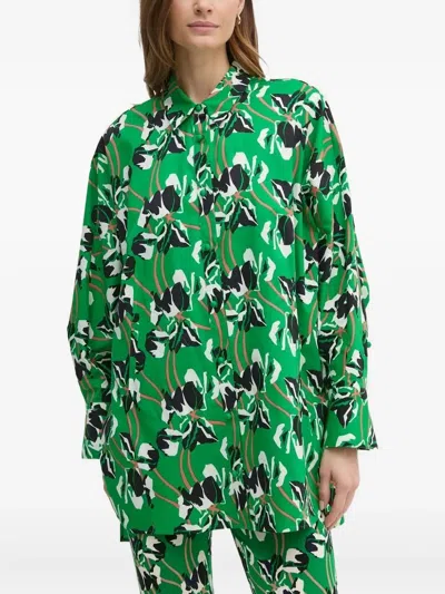 Diane Von Furstenberg Caleb Blouse In Improv Iris Green