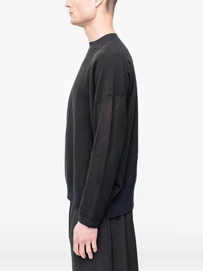 Devoa Open-knit Pullover Sweater In Black