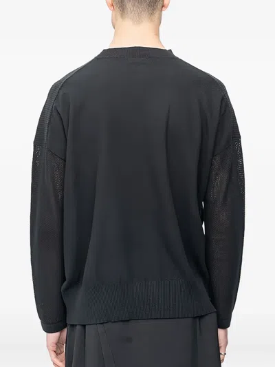 Devoa Open-knit Pullover Sweater In Black