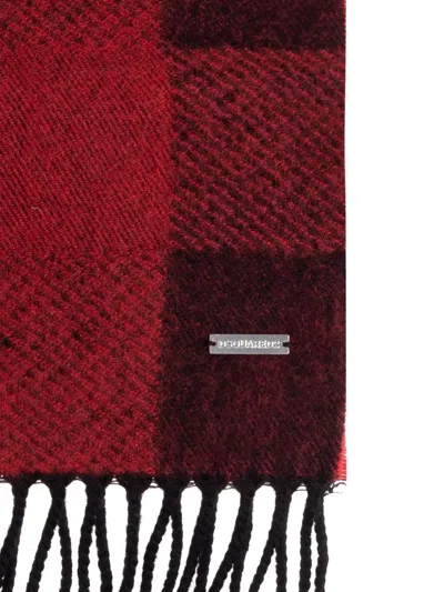 Dsquared2 Checked Fringed Scarf In Red