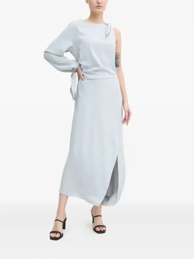 Samsoe & Samsoe One-shoulder Tie-cuff Dress In Blue