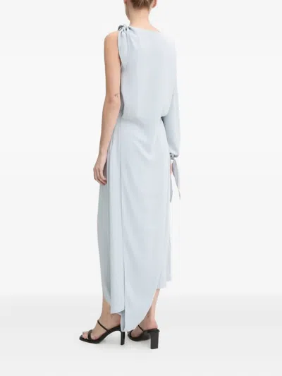 Samsoe & Samsoe One-shoulder Tie-cuff Dress In Blue