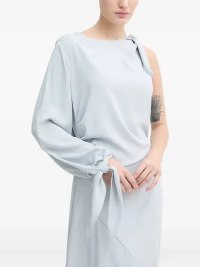 Samsoe & Samsoe One-shoulder Tie-cuff Dress In Blue