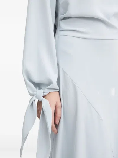 Samsoe & Samsoe One-shoulder Tie-cuff Dress In Blue