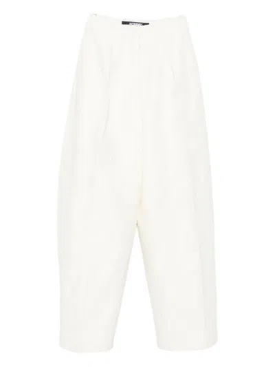 Jacquemus Le Curvo Tweed Trousers In White