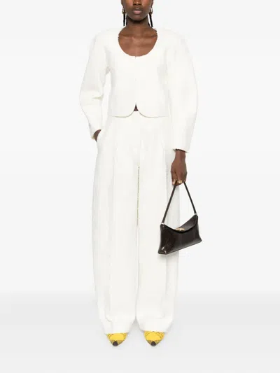 Jacquemus Le Curvo Tweed Trousers In White