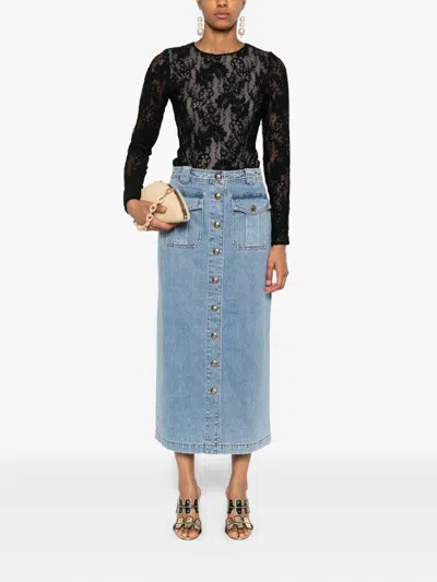 Zimmermann 'denim Pencil' Skirt In Blue
