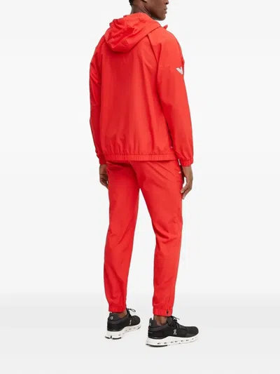 Ea7 Logo-detail Track Hoodie In Red
