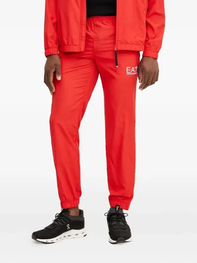 Ea7 Logo-detail Track Hoodie In Red