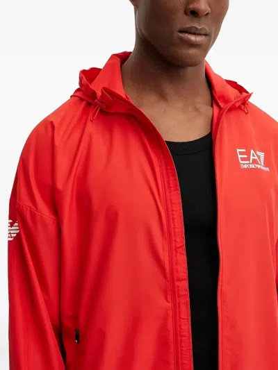 Ea7 Logo-detail Track Hoodie In Red