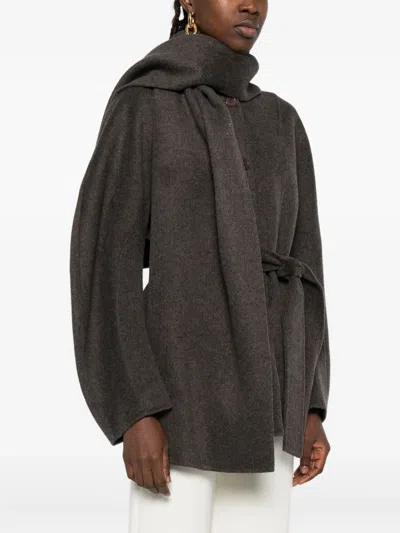 P.a.r.o.s.h Belted Buttoned Coat In Brown