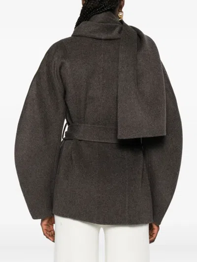 P.a.r.o.s.h Belted Buttoned Coat In Brown