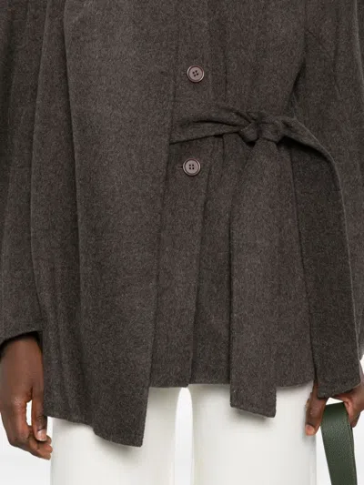 P.a.r.o.s.h Belted Buttoned Coat In Brown