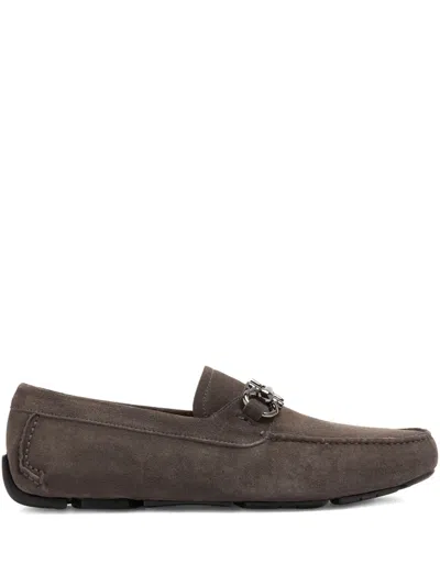 Ferragamo Gancini Loafers In Brown