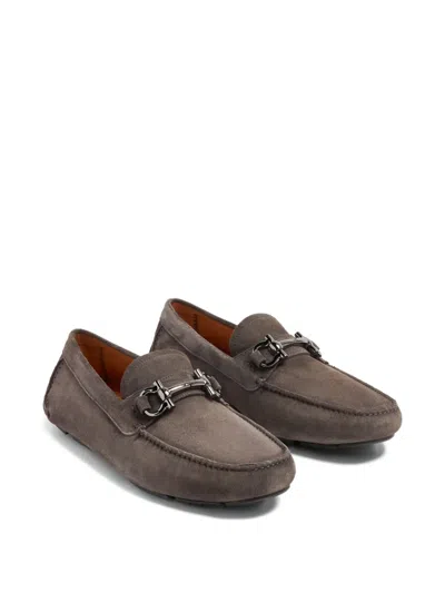 Ferragamo Gancini Loafers In Brown