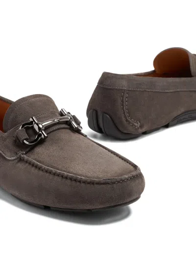 Ferragamo Gancini Loafers In Brown
