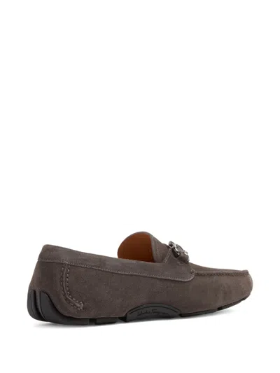 Ferragamo Gancini Loafers In Brown