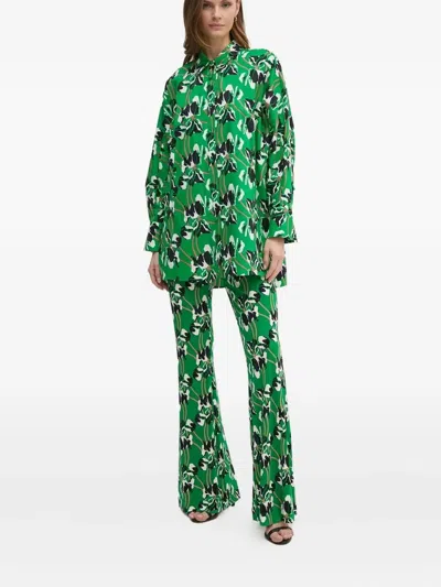 Diane Von Furstenberg Brooklyn Printed Flared Pants In Green