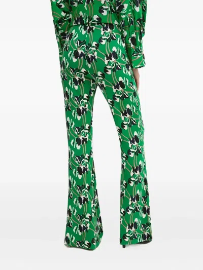 Diane Von Furstenberg Brooklyn Printed Flared Pants In Green