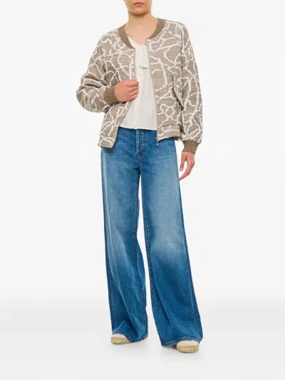 Vitelli Patterned Zip-front Cardigan In Neutral