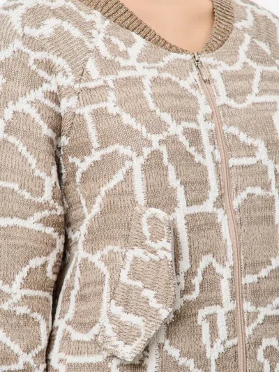 Vitelli Patterned Zip-front Cardigan In Neutral